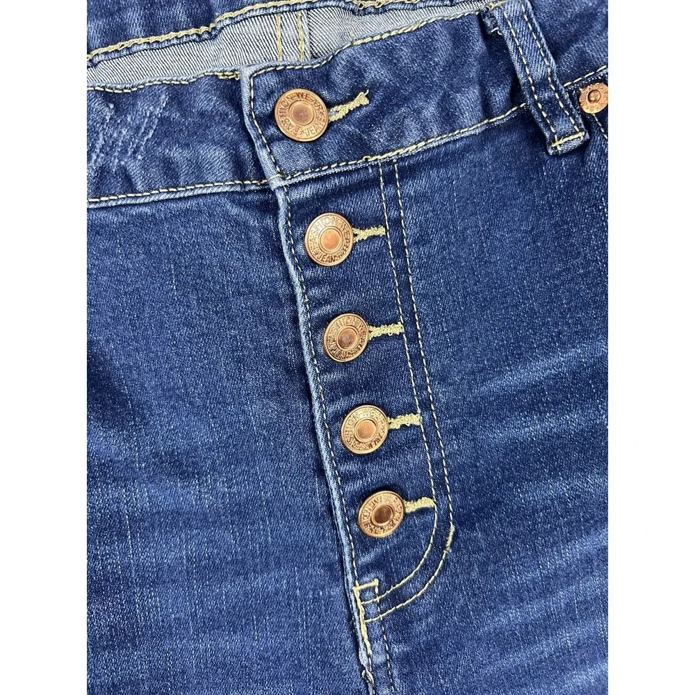 Fashion Wear Jeans Womens‎ XL Blue Denim Flare Destroyed Cotton Blend